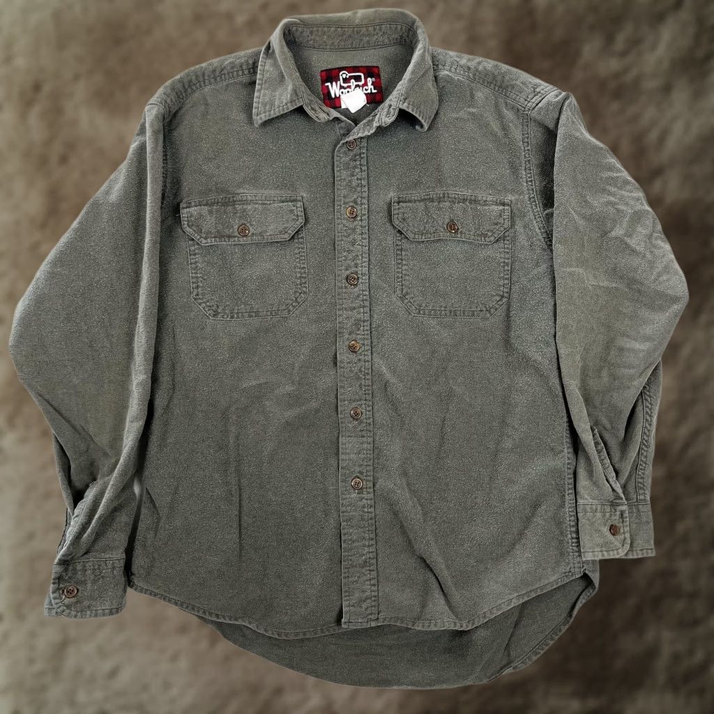 Vintage Woolrich Shirt Mens M Green Solid Twill Long Sleeve Button Front Casual Size US M / EU 48-50 / 2 - 1 Thumbnail