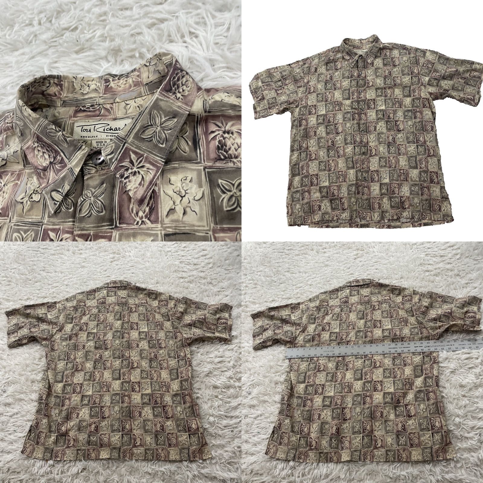 Tori Richard VINTAGE Tori Richard Hawaiian Art Shirt Men L Cotton Lawn Made USA Brown Pineapple Shirt Size US L / EU 52-54 / 3 - 9 Thumbnail