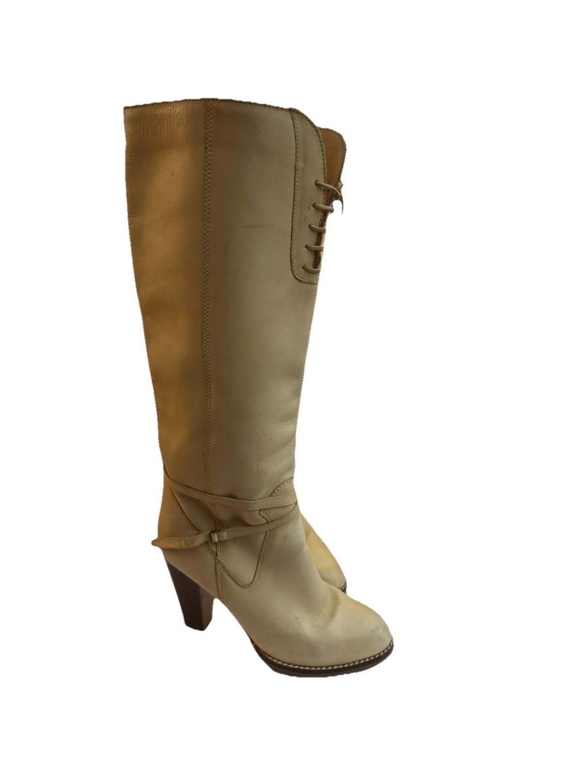 Unknown London Tan Knee-High Leather Boots with Lace-Up Detail Size US 7.5 / IT 37.5 - 3 Thumbnail
