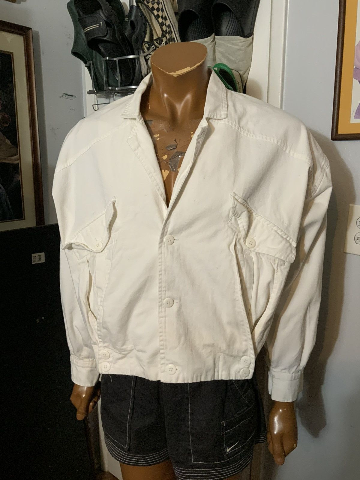 Point Zero × Vintage Vintage 80s Point Zero Batwing Cropped Retro Canvas Jacket Size US XL / EU 56 / 4 - 11 Thumbnail