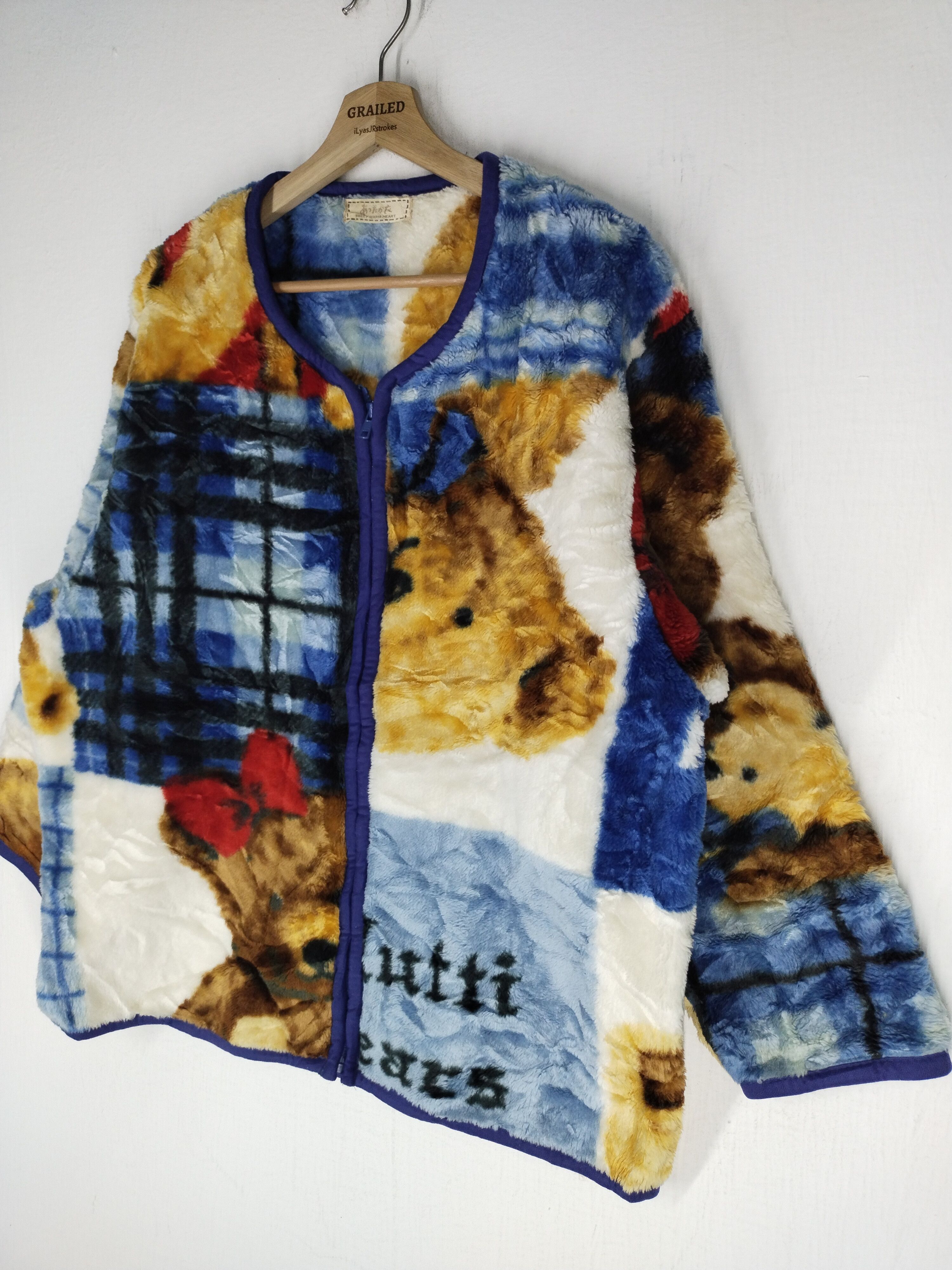 If Six Was Nine × Japanese Brand × Vintage Vintage Over Print Bears Wool Zipper Jacket Size US L / EU 52-54 / 3 - 6 Thumbnail