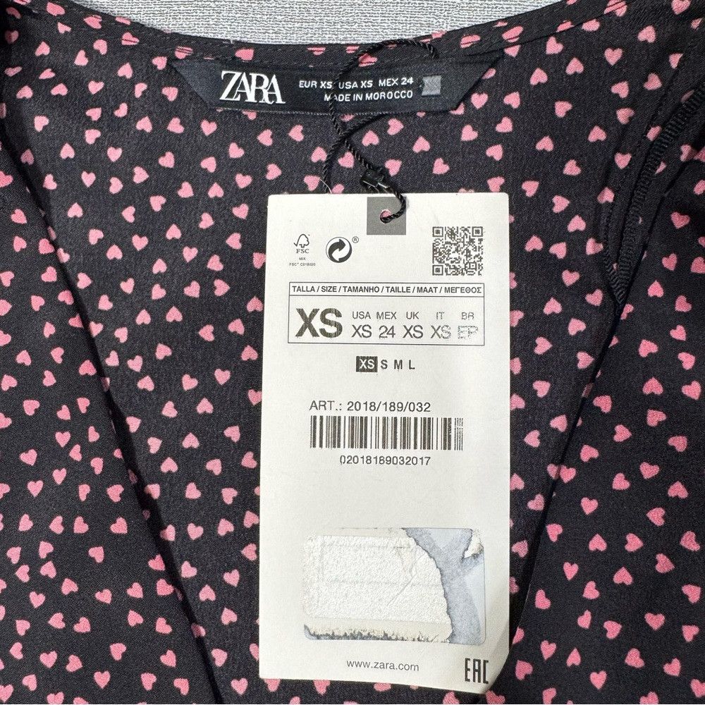 Zara NWT New Zara Heart Printed Ruched Draped Mini Dress Size XS Size XS / US 0-2 / IT 36-38 - 8 Thumbnail