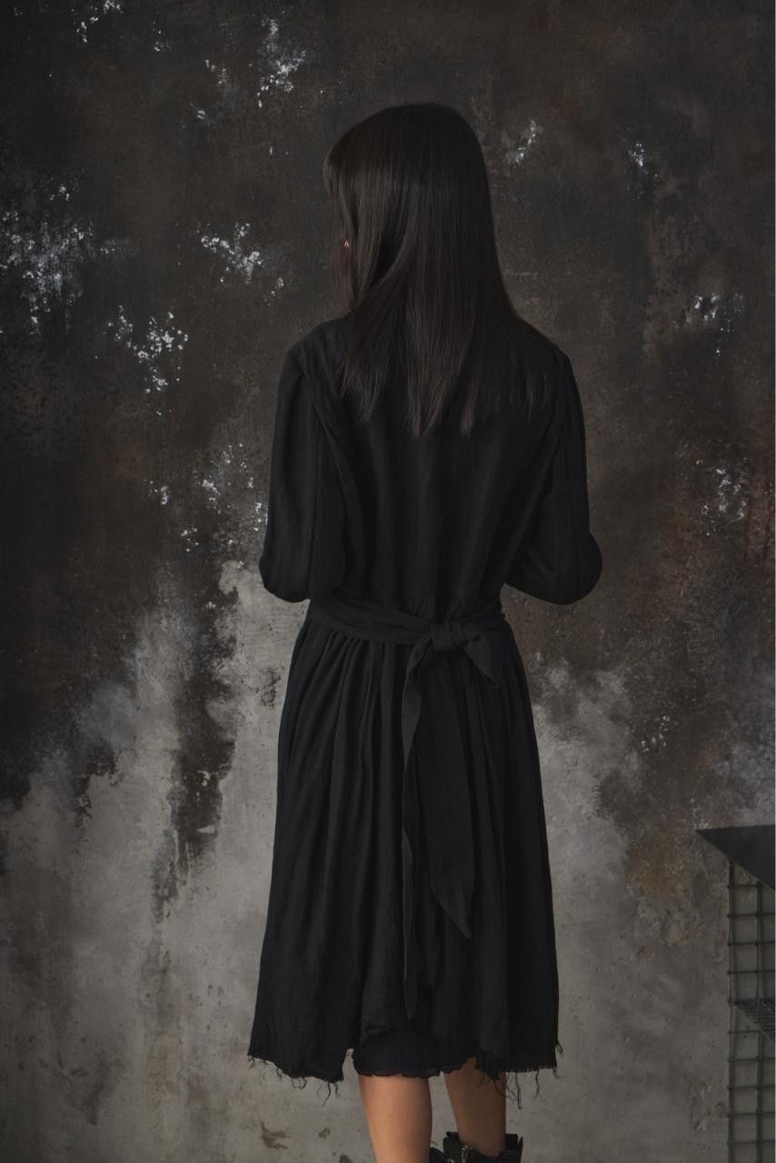 Aleksandr Manamis Aleksandr Manamïs Distressed Raw-Edge Shirt Dress Size US M / EU 48-50 / 2 - 2 Thumbnail