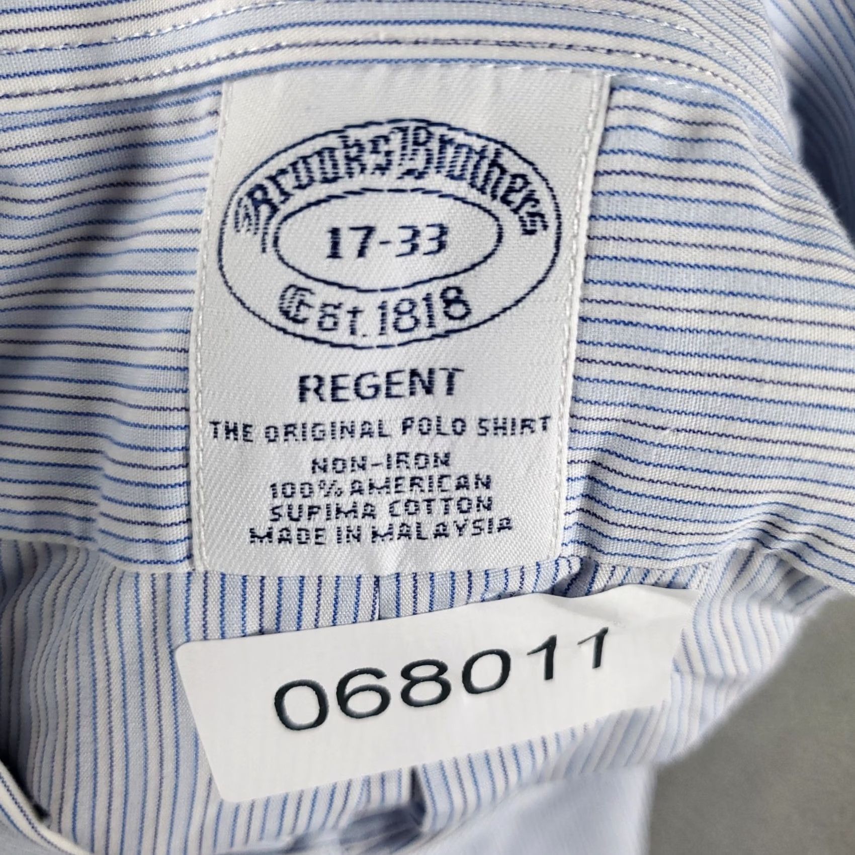 Brooks Brothers Brooks Brothers Shirt Mens 17 Blue Striped Regent Dress Button Up Long Sleeve Regular 100% Cotton Blue Striped Dress Shirt Mens Size 46R - 8 Thumbnail