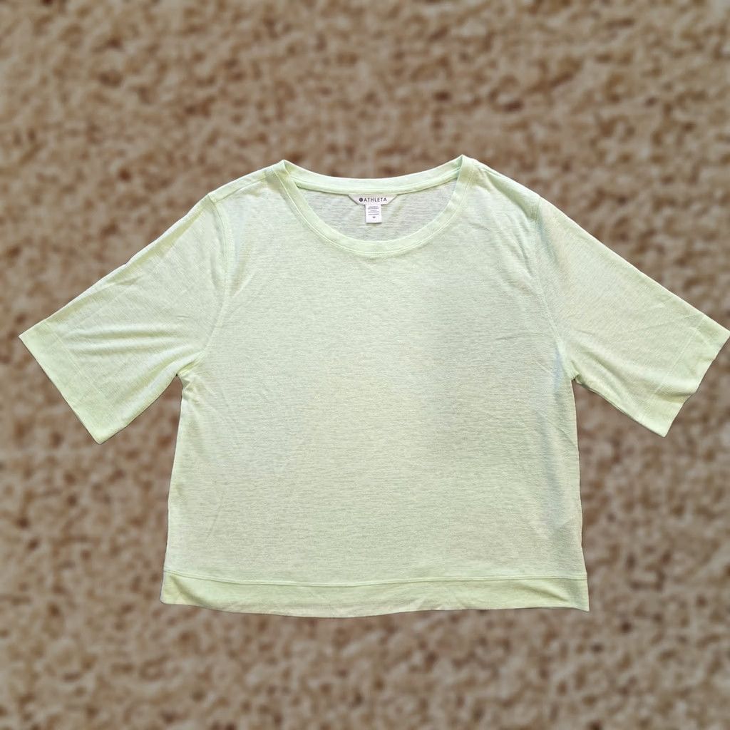 Athleta Athleta Top Womens Size Medium Green Slub Knit Short Sleeve Boxy Relaxed Casual Shirt Ladies XL Green Slub Knit Basic Classic Theme Size XL / US 12-14 / IT 48-50 - 1 Thumbnail