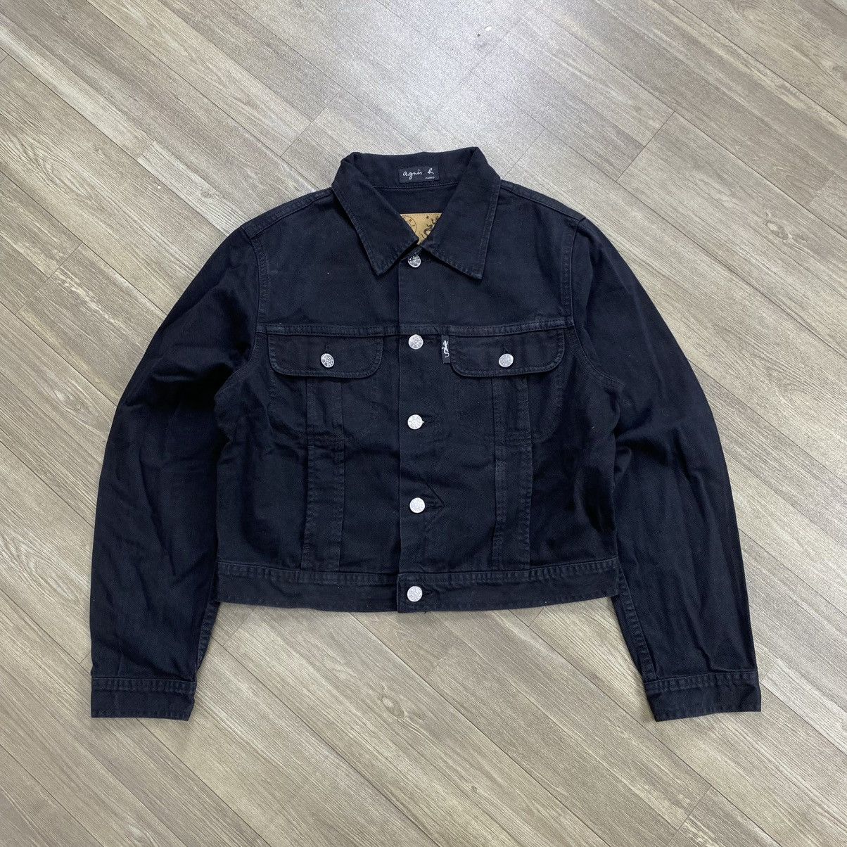agnes b. Vintage 90's Agnes B Homme Black Denim Jacket Small Luxury Size US S / EU 44-46 / 1 - 2 Thumbnail