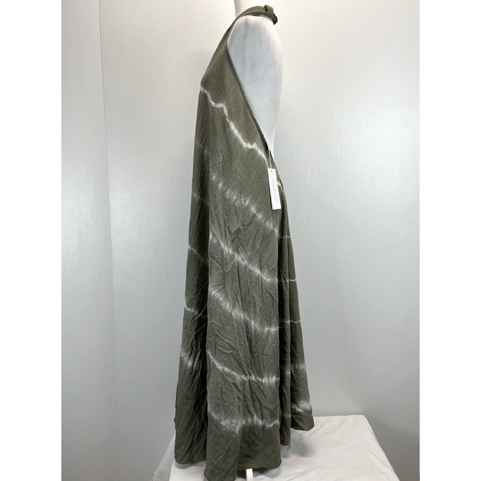 X-LARGE VINTAGE Vasna 100% Linen Striped Halter Maxi Dress XL Brown Oversized Casual Travel Womens Size XL / US 12-14 / IT 48-50 - 2 Thumbnail