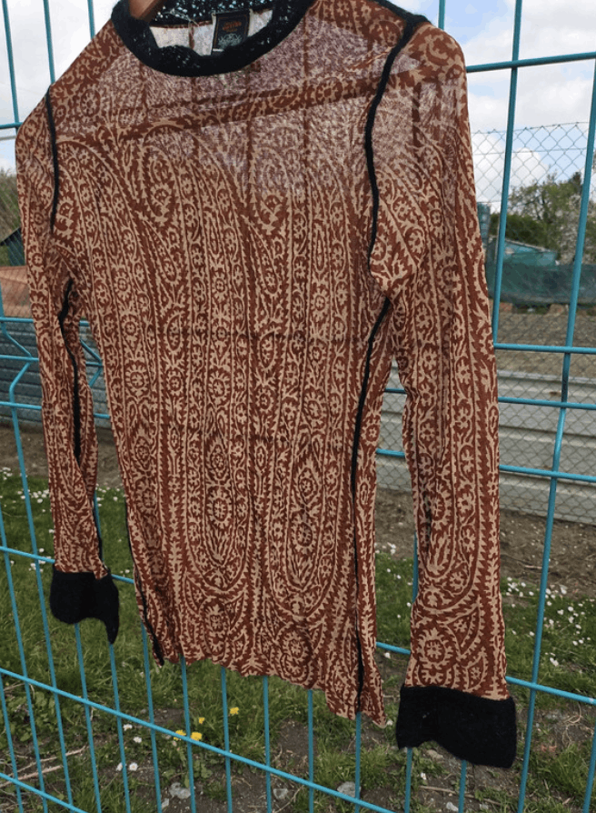 Jean Paul Gaultier × Vintage Jean Paul Gaultier Mesh Top Printed Dress Jacket Coat EX0047 Size L / US 10 / IT 46 - 2 Thumbnail