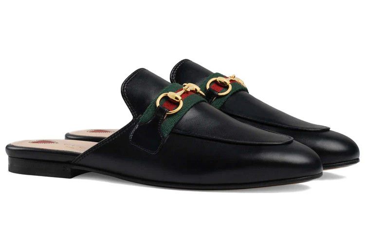Gucci oc11z526 Women's Princetown Slippers Mules in Black Size US 10.5 / IT 40.5 - 2 Thumbnail