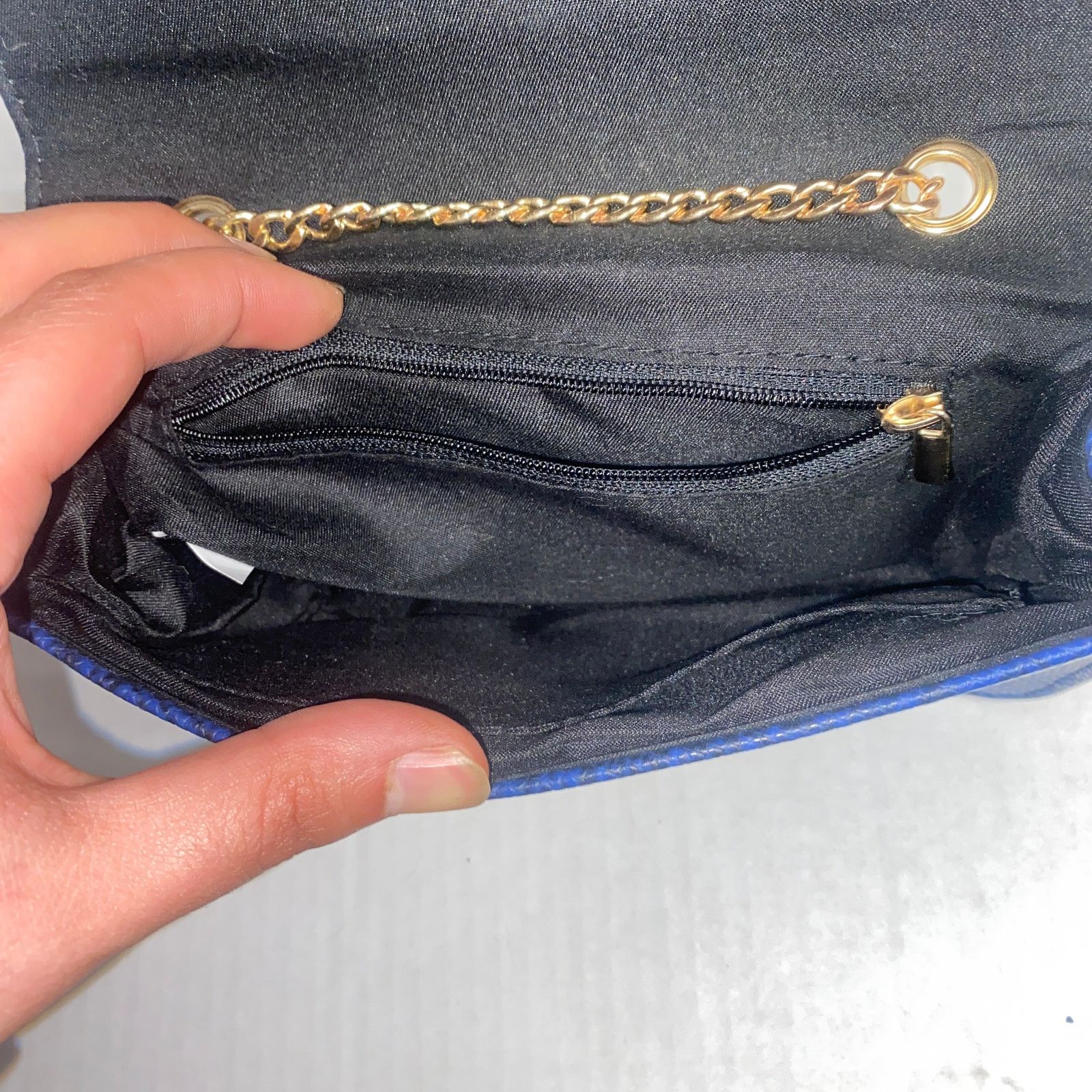 Other Blue Black Snakeskin Gold-Chain Strap Purse Shoulder Bag Size ONE SIZE - 8 Thumbnail