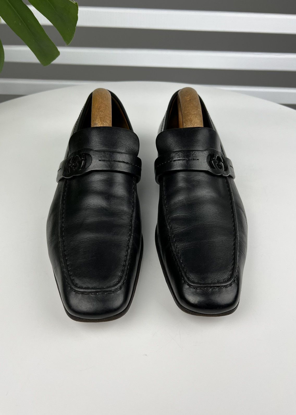 Gucci GUCCI Loafers Leather Shoes Strap GG Logo Black Men’s Size US 6.5 / EU 39-40 - 5 Thumbnail