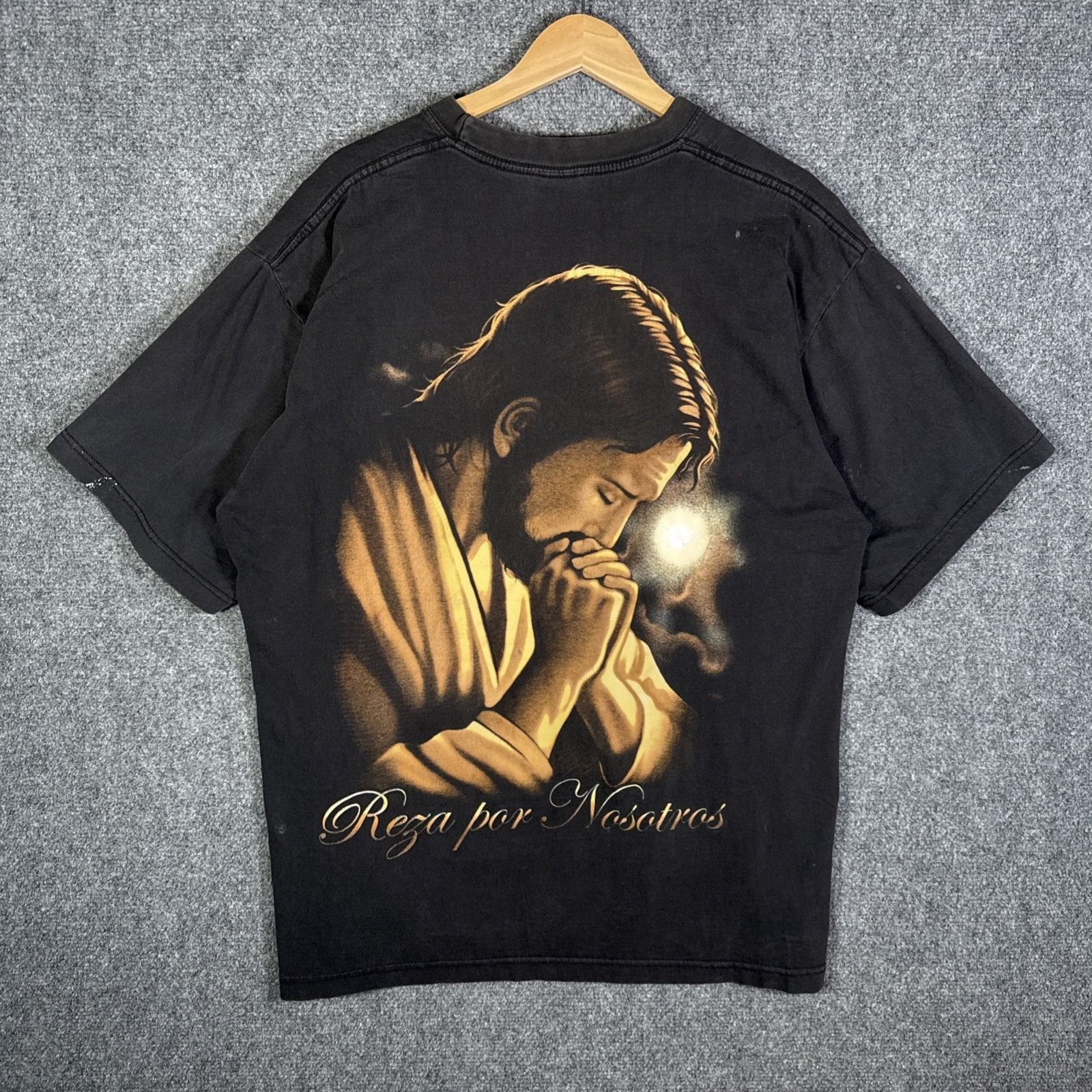 Vintage Vintage Jesus Shirt Mens XL Black 90s Christ God Spanish Size US XL / EU 56 / 4 - 1 Thumbnail