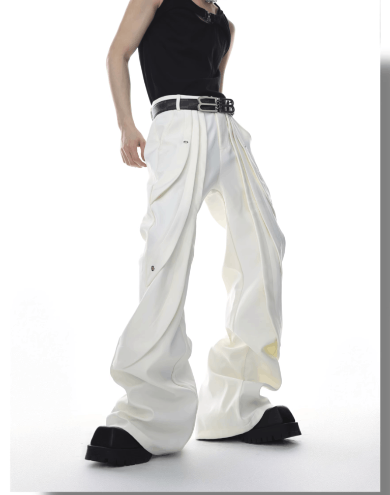 Other Y2K White HandSewn Deconstructed Baggy Wide Leg Casual Pants Size US 34 / EU 50 - 1 Thumbnail