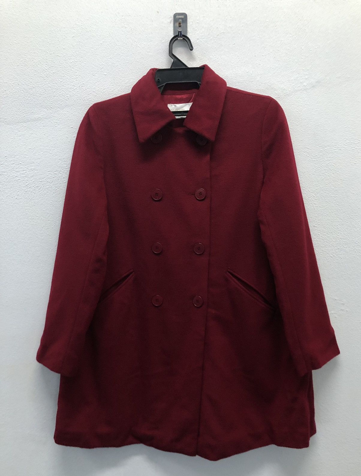 agnes b. Agnes b. Burgundy Wool-Blend Double-Breasted Coat Made Japan Size M / US 6-8 / IT 42-44 - 1 Thumbnail