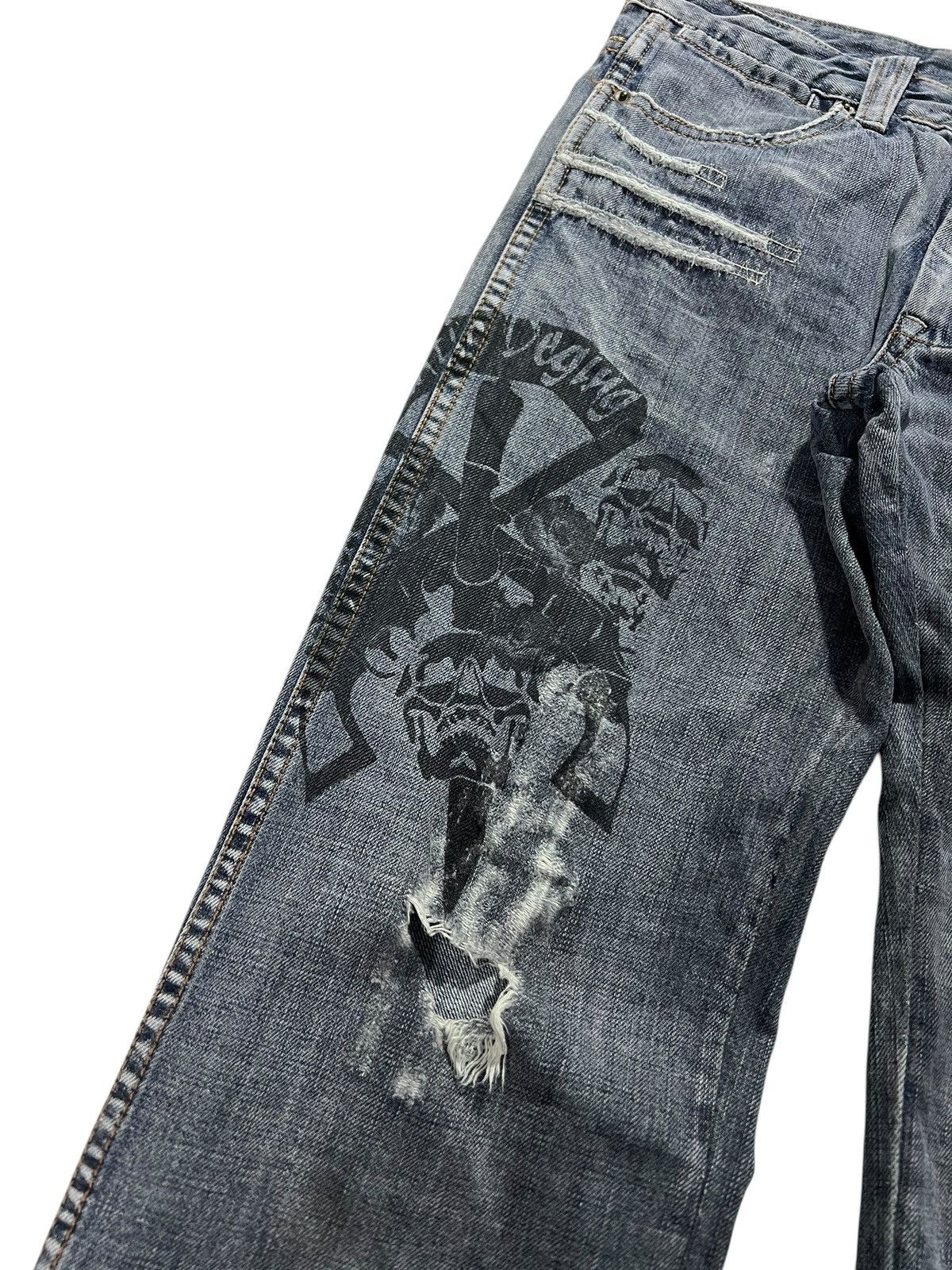 14th Addiction 💥Flare💥Semantic Design Printed Distress Punk Jeans Size US 30 / EU 46 - 6 Thumbnail
