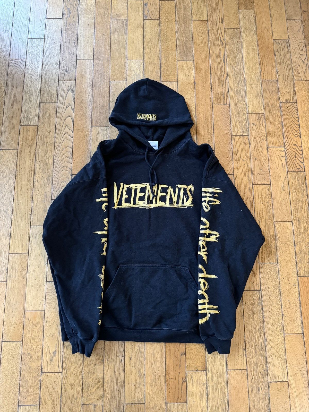 image of Vetements Hoodie World Tour Metal in Black, Men's (Size Medium)