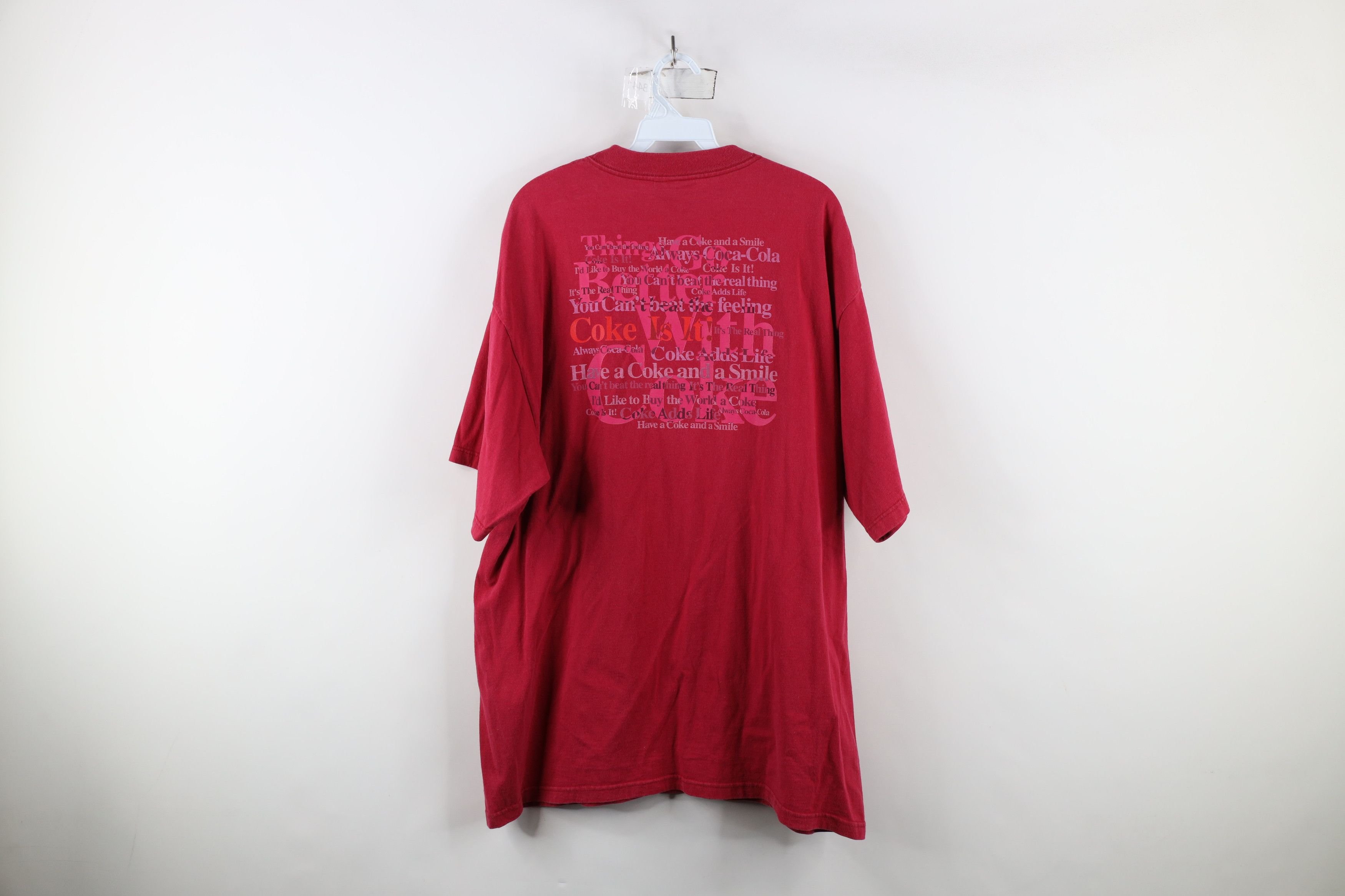 Coca Cola × Vintage Vintage 90s Coca Cola Spell Out Heavyweight T-Shirt Red USA Size US XL / EU 56 / 4 - 11 Thumbnail