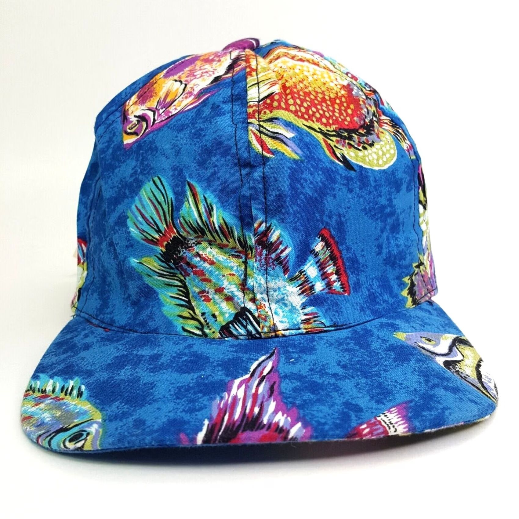 Vintage VINTAGE Infinity Chic Baseball Cap Hat Adjustable USA Made Blue 90s Tropical Fish Snapback Mens Hat Size ONE SIZE - 2 Thumbnail