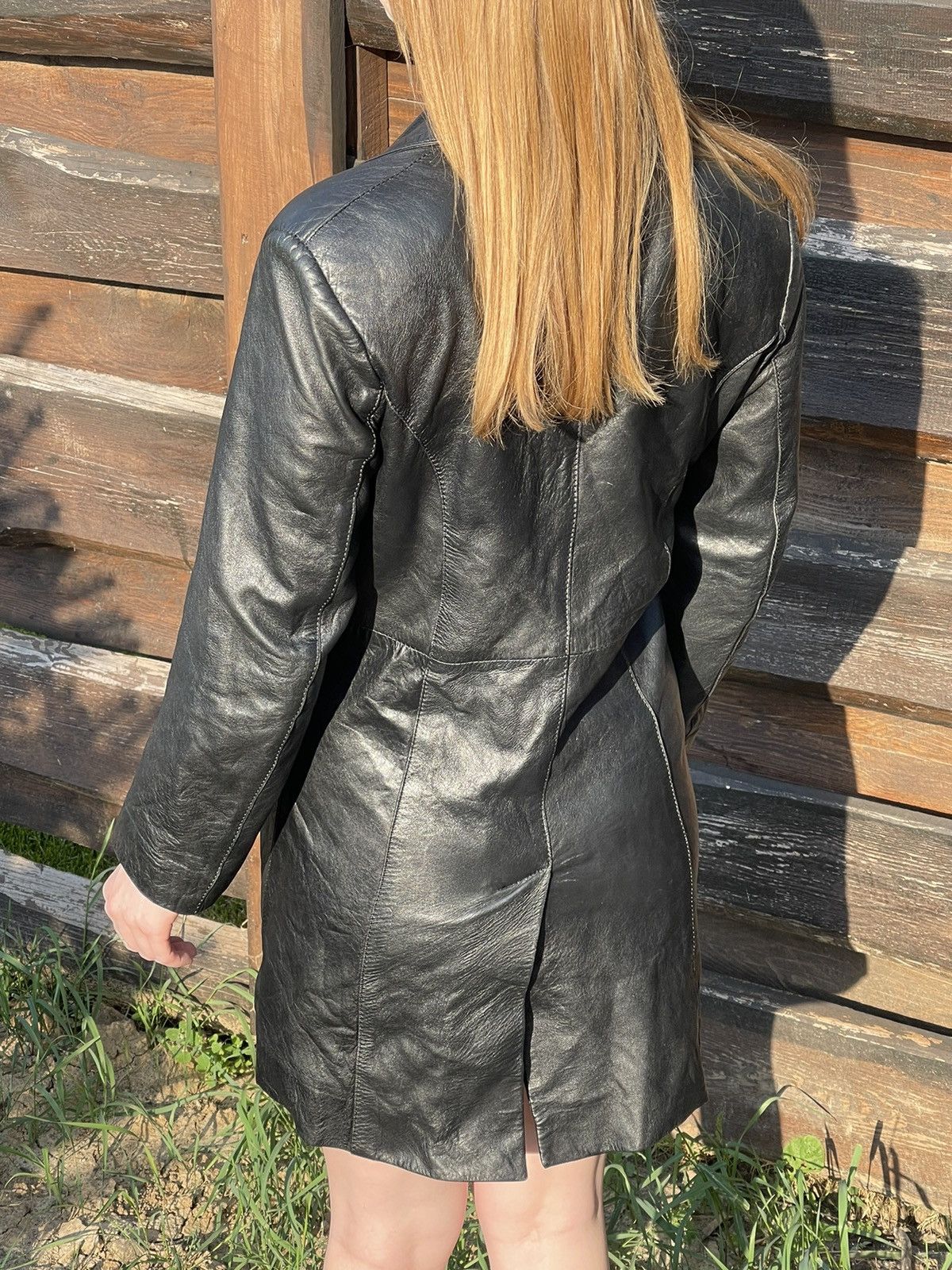 Versace Jeans Couture × Vintage 90’s Versace Jeans Couture Vintage black leather coat Size M / US 6-8 / IT 42-44 - 3 Thumbnail