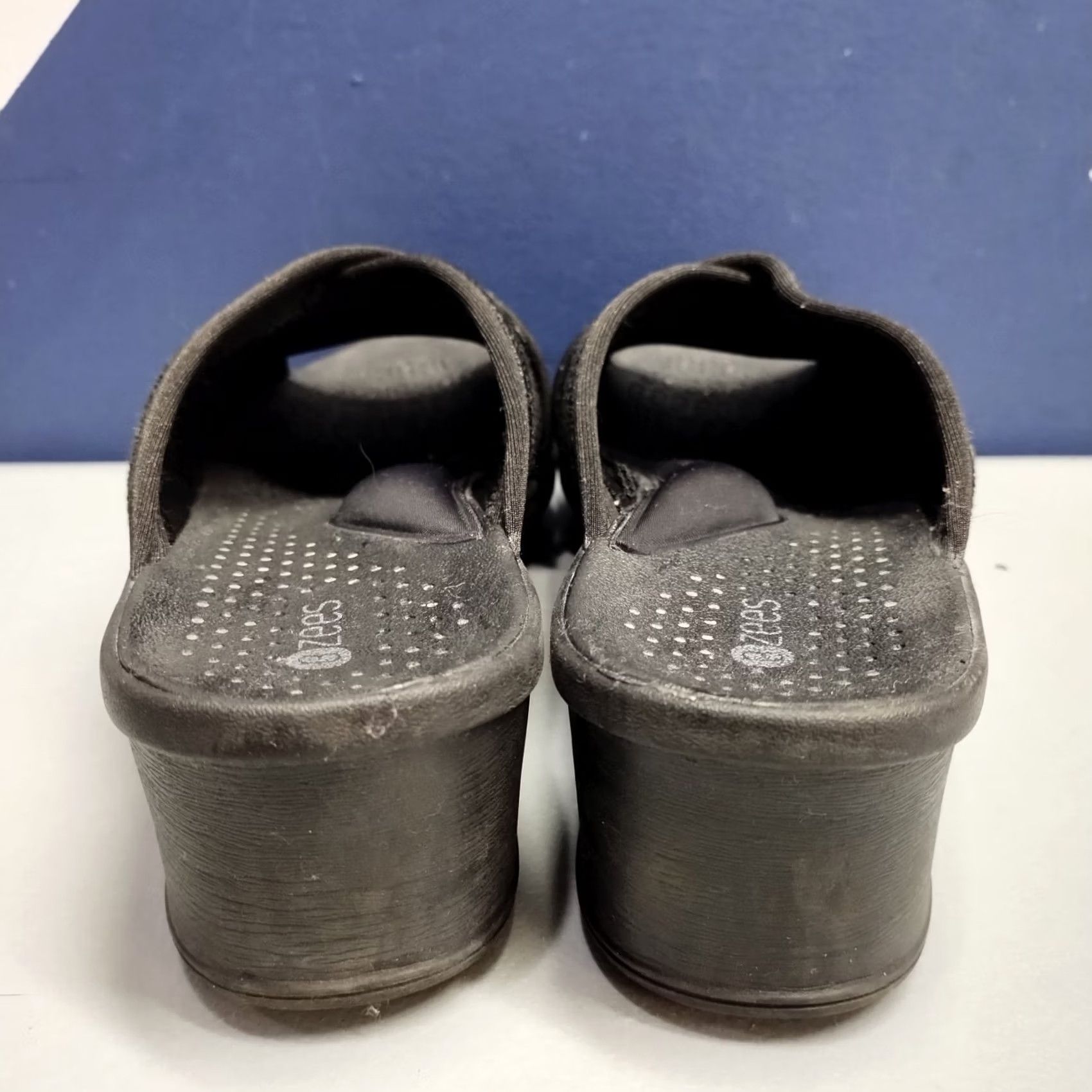 Vintage BZees Lulu Slide Sandals Women Size 9.5 Black Fabric Comfort Stretch Slip On Size US 10 / IT 40 - 5 Thumbnail