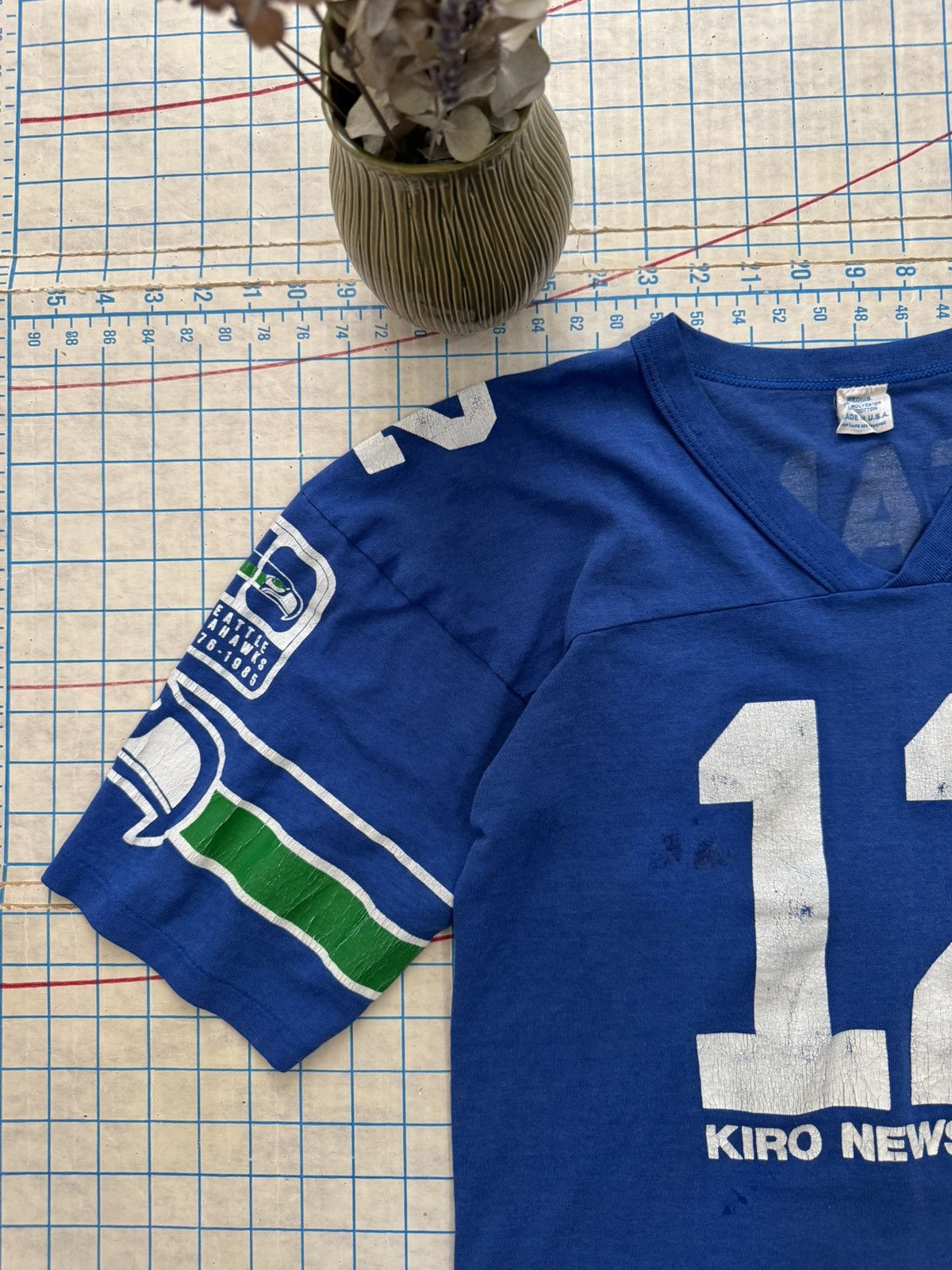 NFL × Vintage Vintage Seattle Seahawks Fan #12 V Neck Tee Fits Small Blue Size US S / EU 44-46 / 1 - 6 Thumbnail
