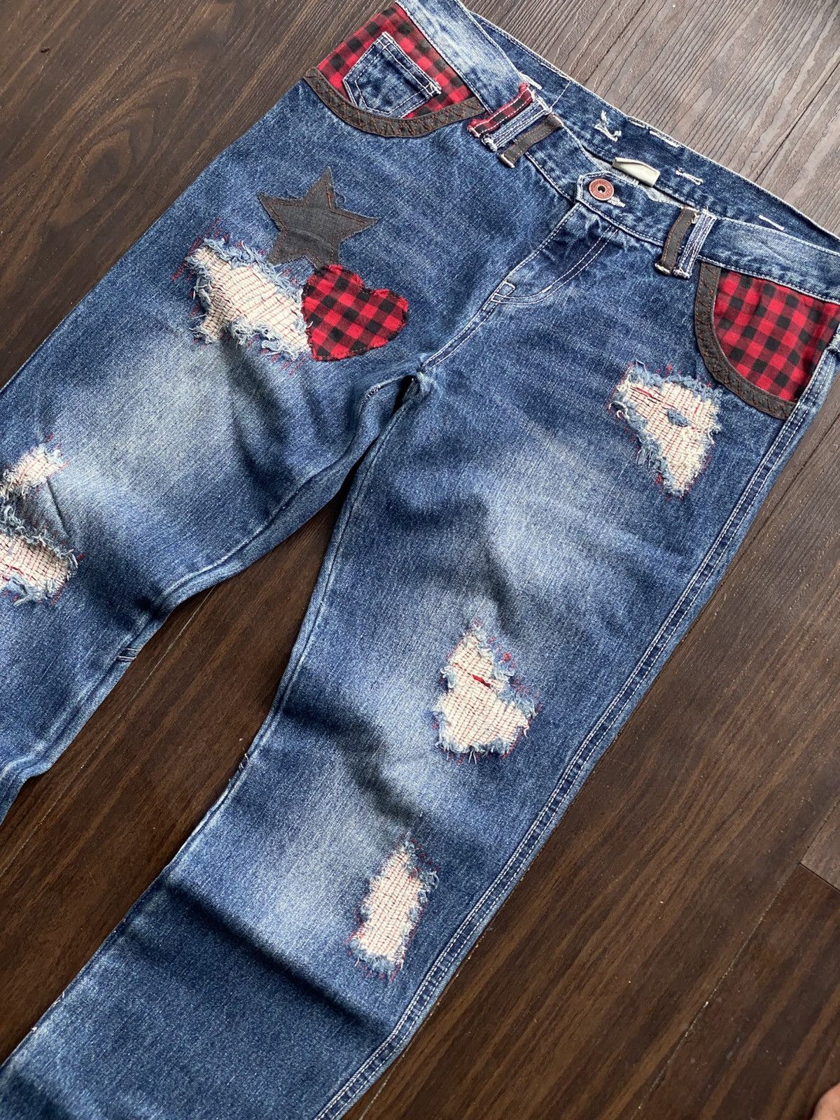 Japanese Brand RARE Y2K JAPANESE BRAND BLUEMOONBLUE CRASH REPAIR Size US 34 / EU 50 - 6 Thumbnail