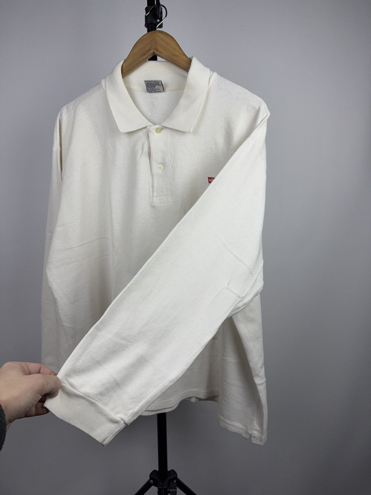 Levi's Vintage Clothing Retro 90s USA Levi’s White Long Sleeve Polo Shirt Red Tab XL Size US XL / EU 56 / 4 - 5 Thumbnail