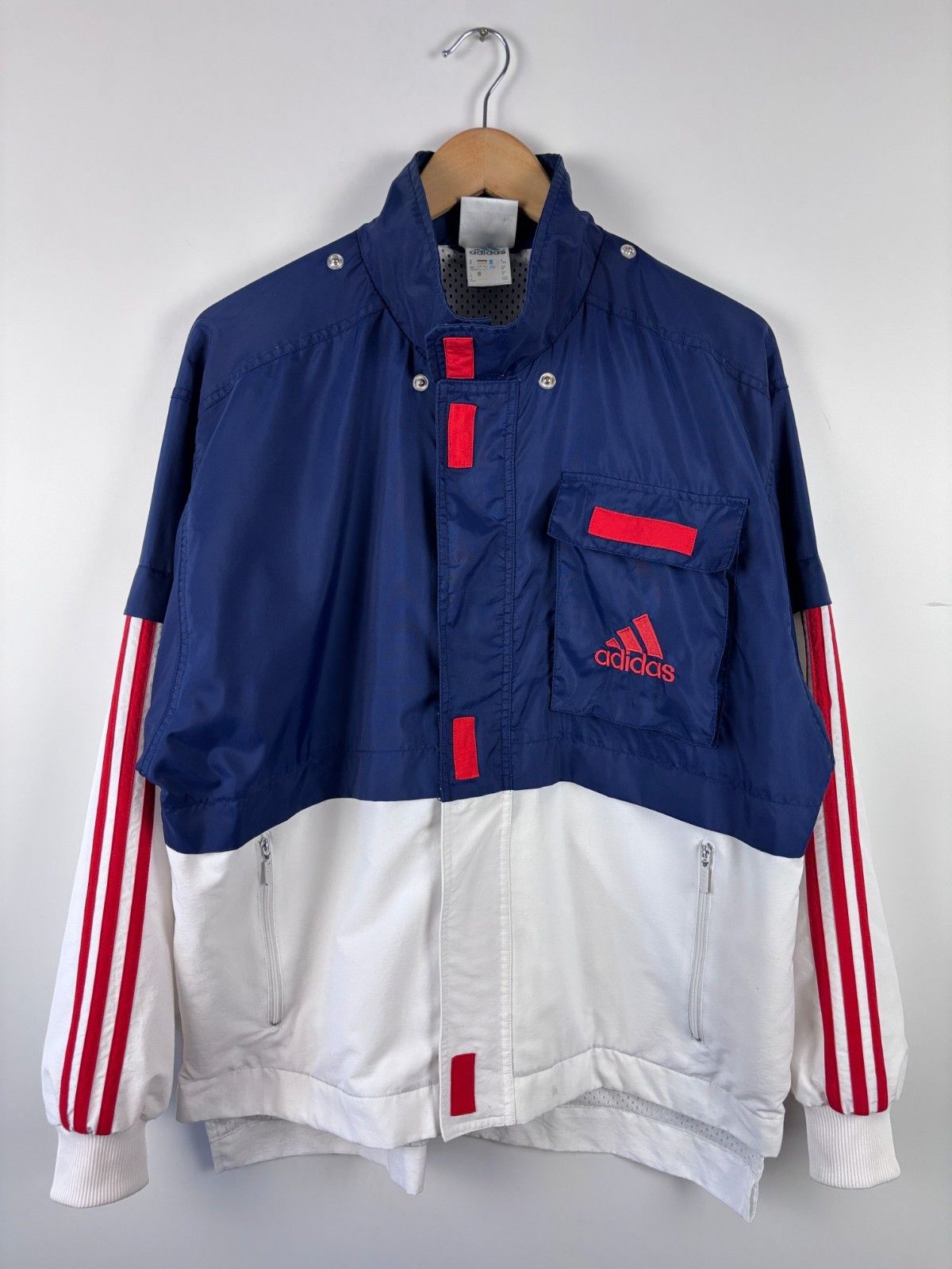 Adidas Vintage Adidas Big Logo Track Jacket Blue White Mens Size M Size US M / EU 48-50 / 2 - 2 Thumbnail