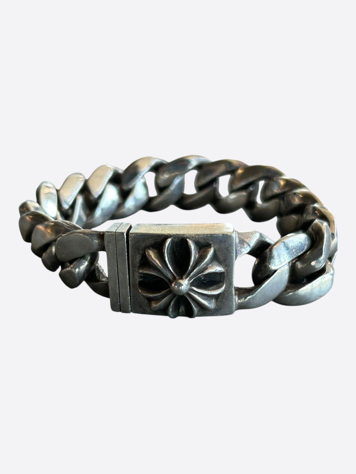 Chrome Hearts Chrome Hearts Silver Cross Cuban Bracelet Size ONE SIZE - 1 Thumbnail