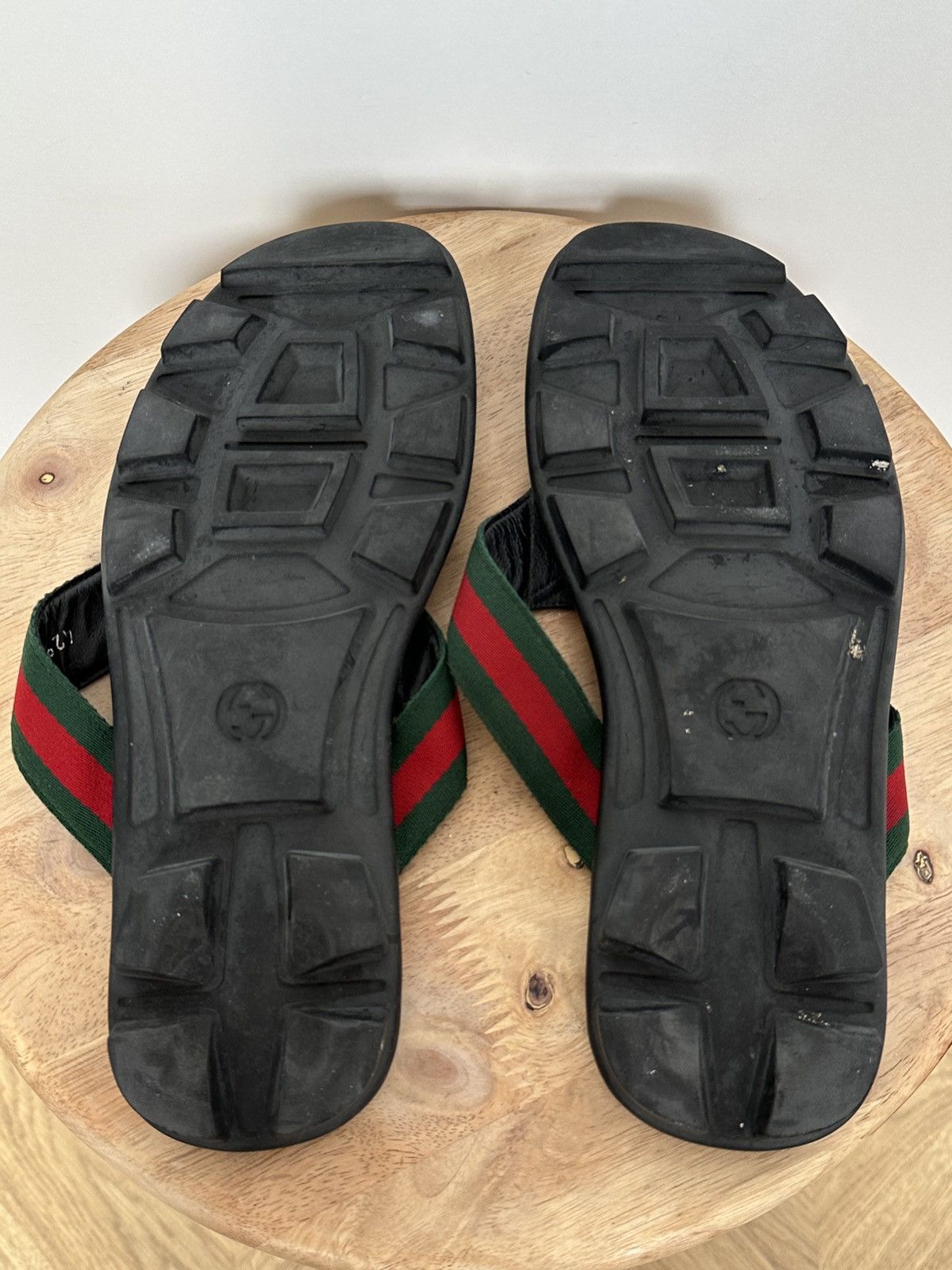 Gucci Gucci Black Leather Web Trimm Stripe Sandals interlocking Size US 10 / IT 40 - 11 Thumbnail