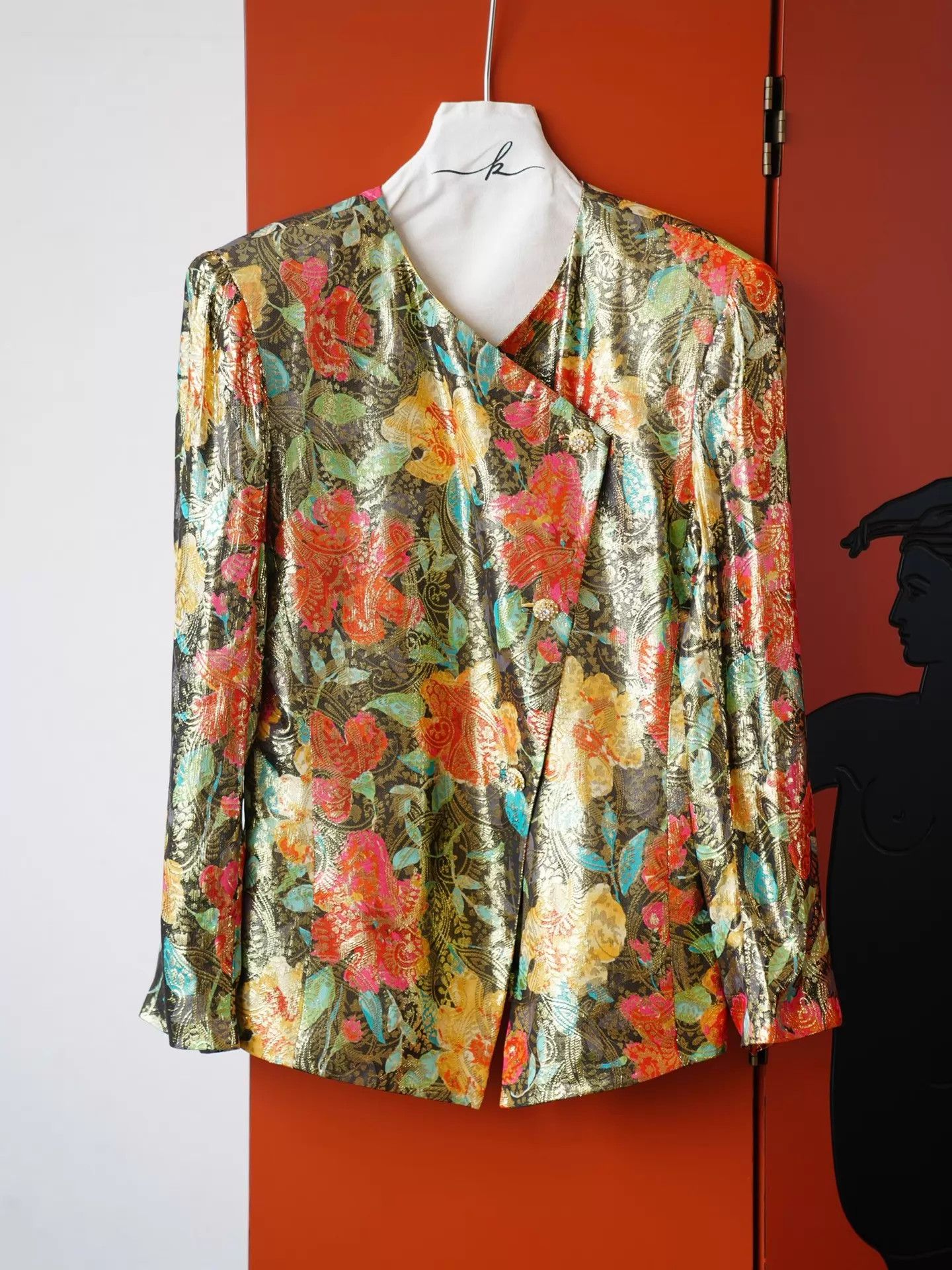 Vintage Vintage Terry John Silk Gold Thread Asymmetric Blazer L Size L / US 10 / IT 46 - 4 Thumbnail