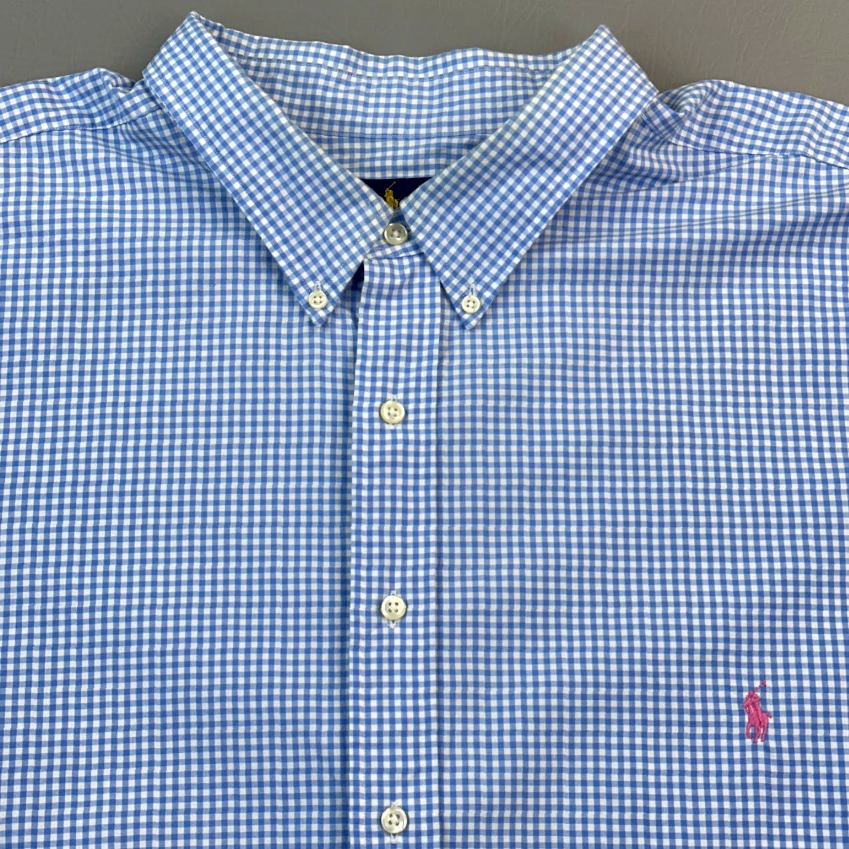 Ralph Lauren VINTAGE Ralph Lauren Shirt Mens 4XLT Blue Gingham Check Long Sleeve Button-Down Casual Size US XXL / EU 58 / 5 - 2 Thumbnail