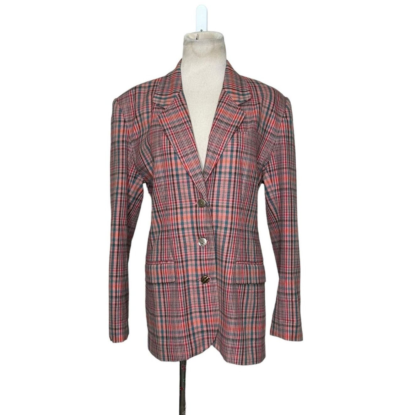 Gap GAP 80's three buttons pink plaid vintage blazer size Large Size L / US 10 / IT 46 - 1 Thumbnail
