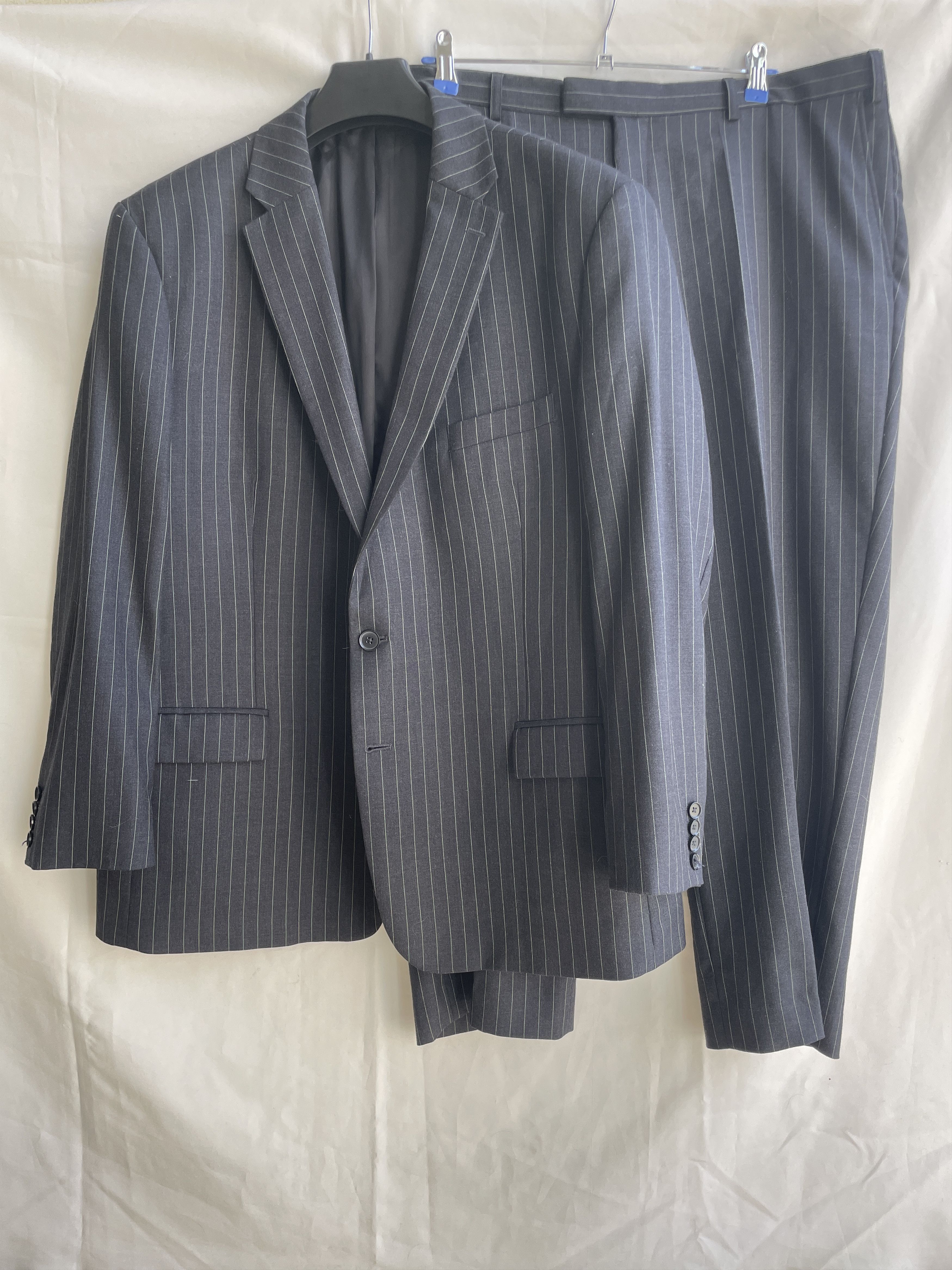 Other Brook Taverner Charcoal Gray Pinstripe Wool Suit Size 48S - 1 Thumbnail