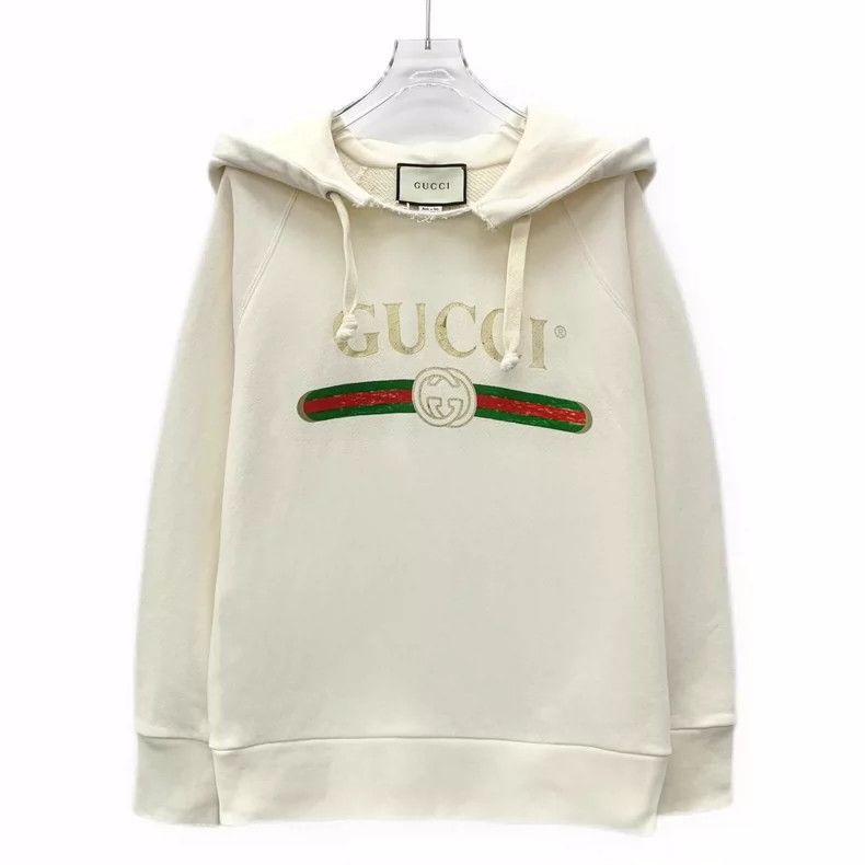 Gucci Gucci Beige logo printed cotton hooded drawstring long-slee Size US XXS / EU 40 - 1 Thumbnail