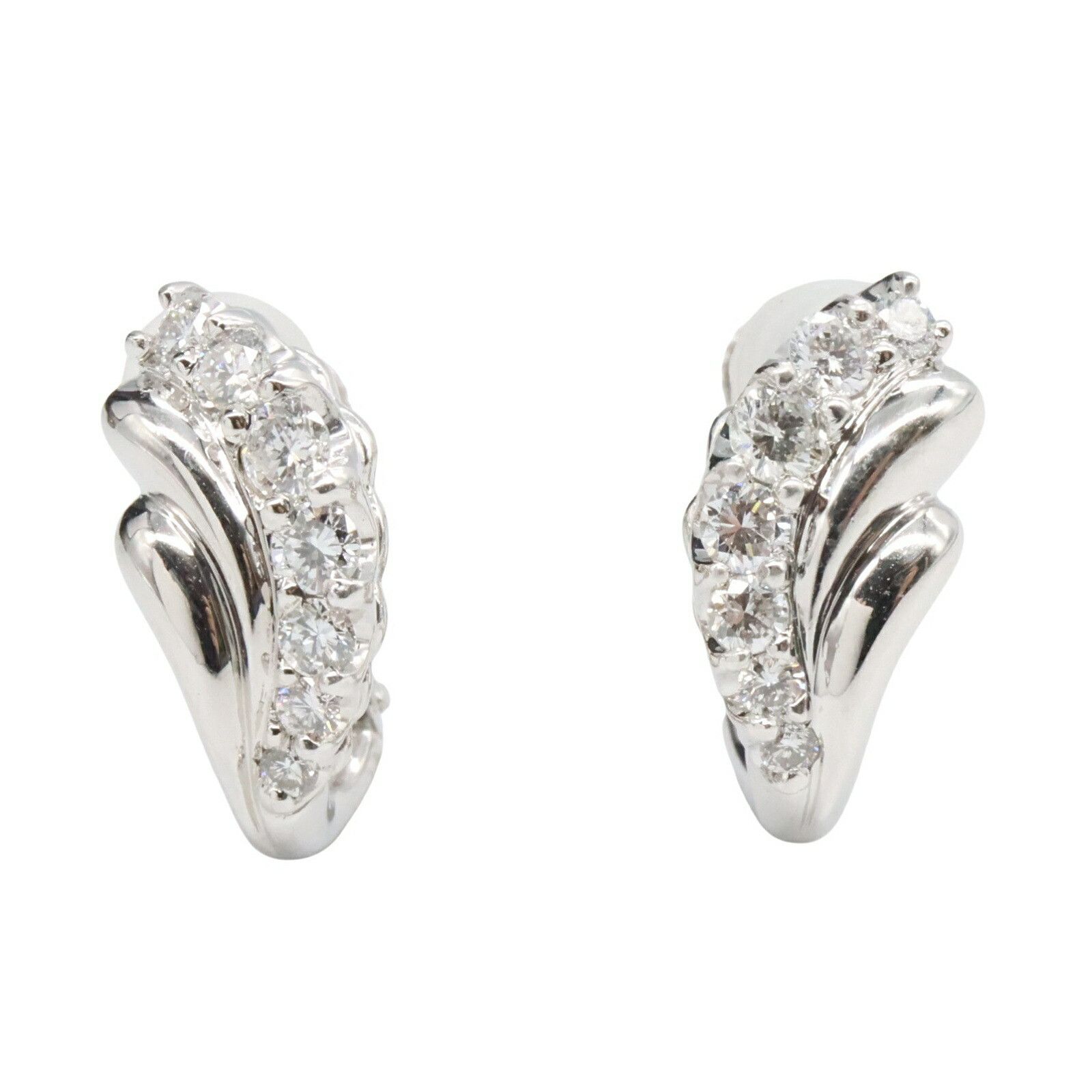 Other LuxUness Diamond Earrings Pt900 Platinum K14WG Earrings Metal Earrings Size ONE SIZE - 1 Thumbnail