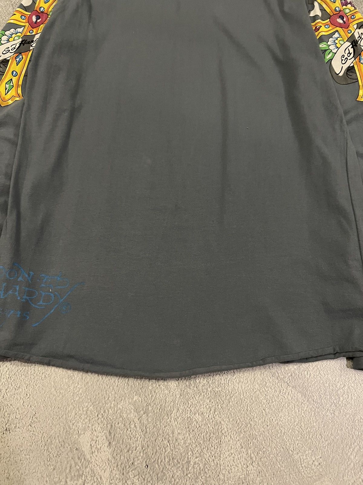 Vintage Y2k Ed Hardy Skull Cross Tattoo Rare Long Sleeve 00s
