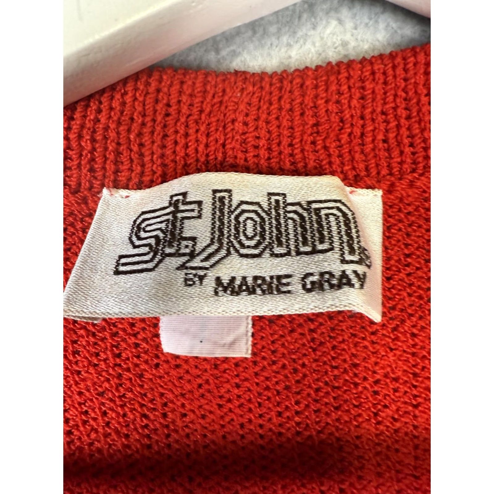 Vintage VINTAGE St John Marie Grey Women's 14 Red A-Line Dress Sweater USA PLUS Knee Length Womens Mens? Size XL / US 12-14 / IT 48-50 - 2 Thumbnail