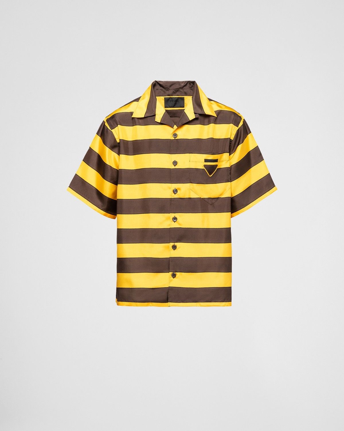 Prada oc11z0625 Short-Sleeved Printed Silk Shirt in Yellow/Brown Size US XL / EU 56 / 4 - 1 Thumbnail