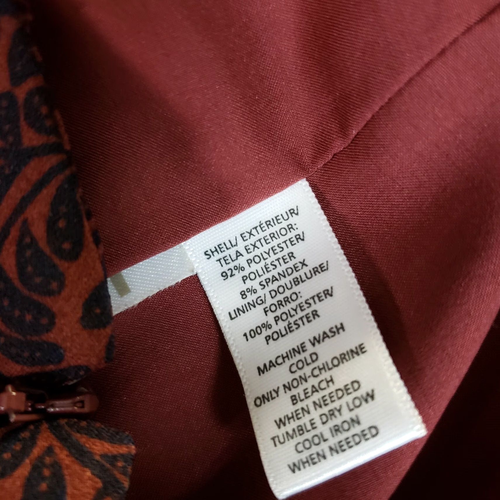Loft LOFT Ann Taylor Womens Skirt Sz 12 Red Blue Leaf Print Side Zip Knee Length A-Line Multicolor Polyester Blend Floral Pattern Womens Skirt Size 34" / US 12 / IT 48 - 4 Thumbnail