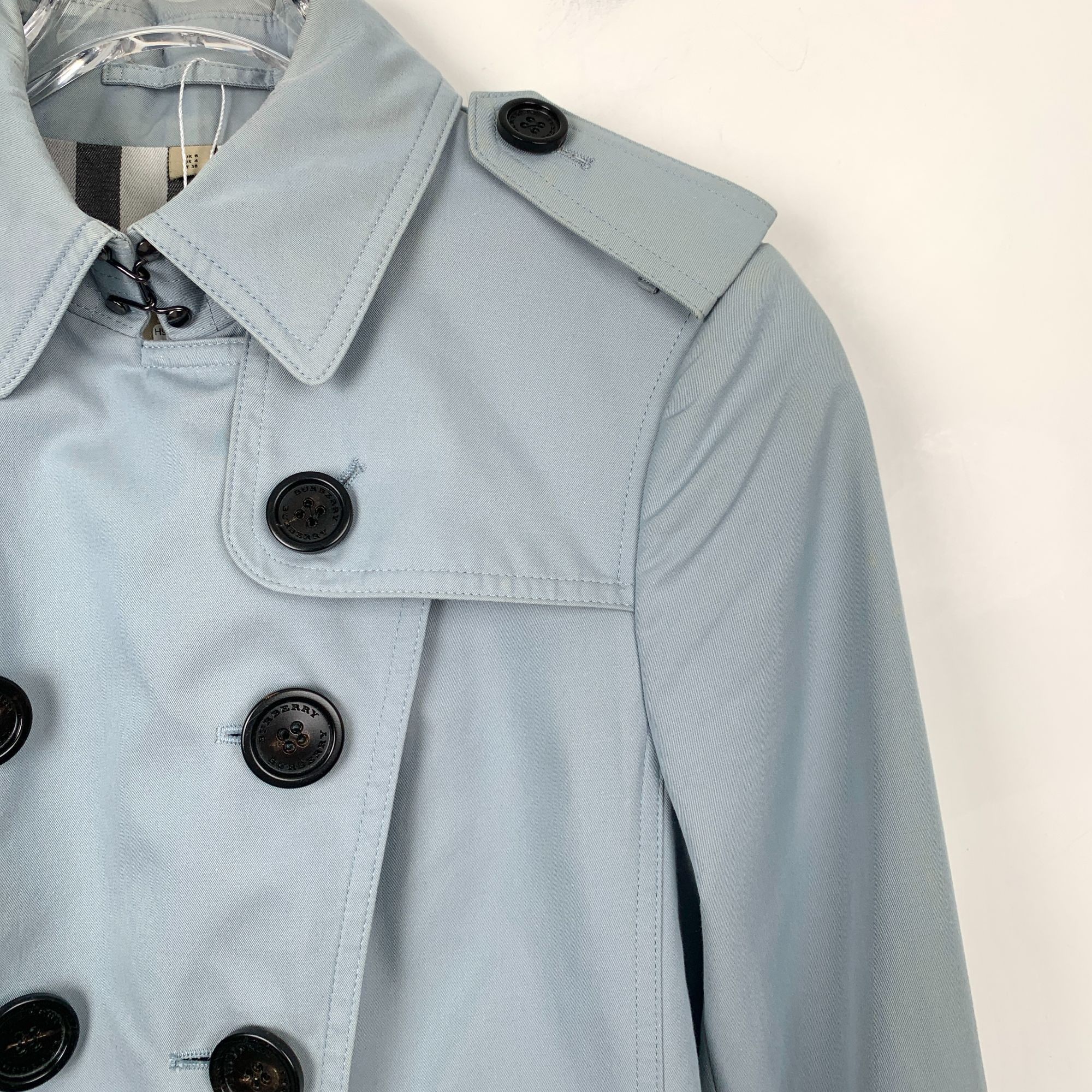 Burberry H9258 Womens Double-Breasted Light Blue Trench Coat With Bel Size S / US 4 / IT 40 - 3 Thumbnail