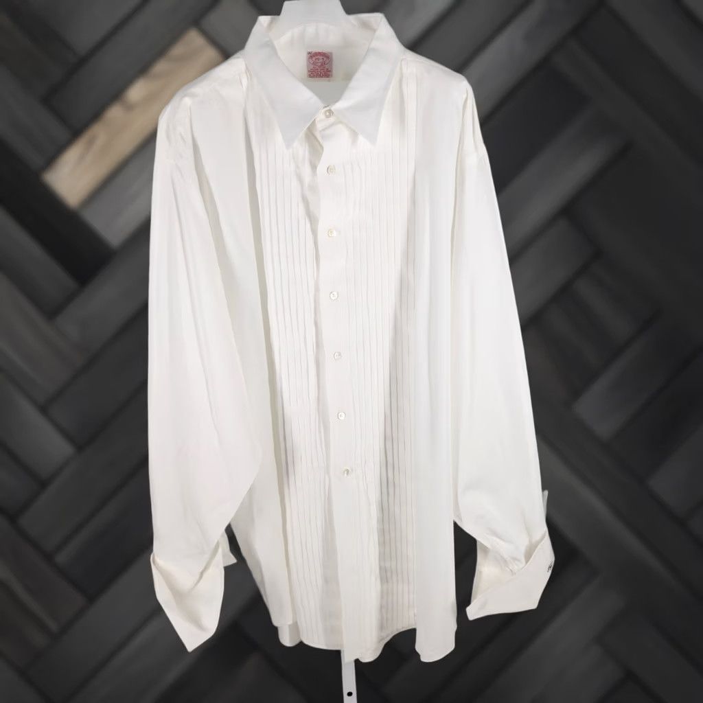 Brooks Brothers VINTAGE Brooks Brothers Dress Shirt 20-5 White Pleated French Cuff Mens 80s 90s Tuxedo Shirt White Formal Shirt Big and Tall Size US XXL / EU 58 / 5 - 1 Thumbnail