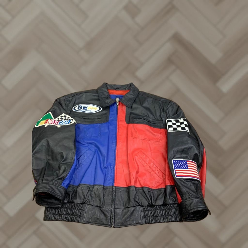 G-III VINTAGE G-III Leather Team Nascar Jacket Mens XL Black Full Zip Size US XL / EU 56 / 4 - 1 Thumbnail