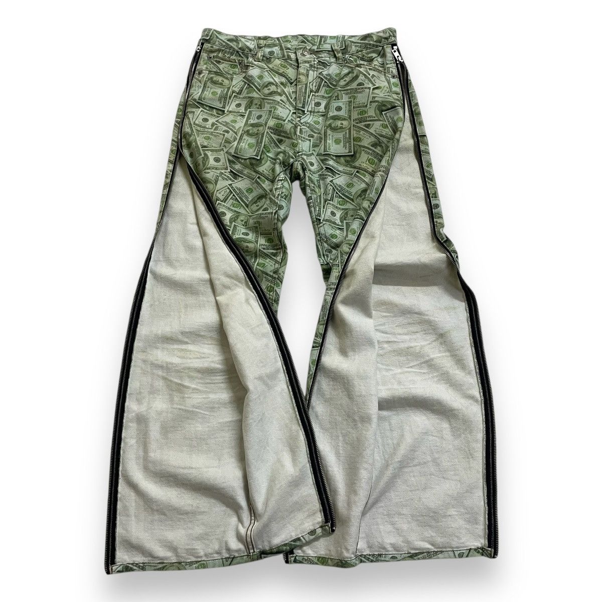 Hysteric Glamour X-girl × YURINO Side FULL ZIP PANTS in green with a money Size US 30 / EU 46 - 5 Thumbnail