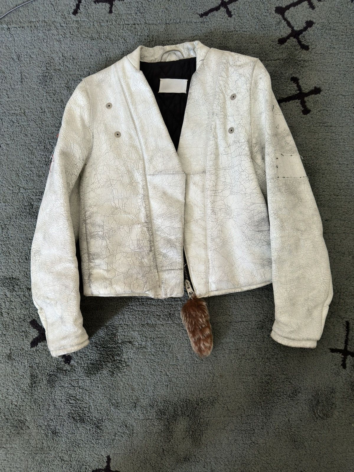 Maison Margiela Archive Margiela Fall 2000 Painted Leather Biker Jacket Size XS / US 0-2 / IT 36-38 - 1 Thumbnail
