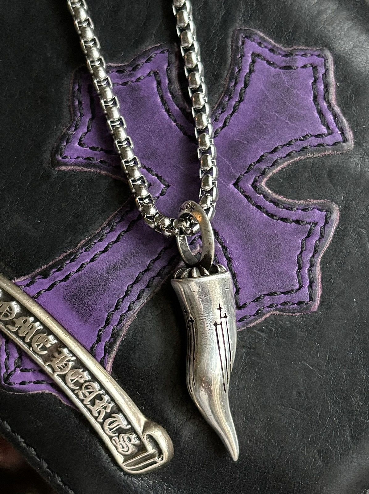 image of Chrome Hearts Cornicello Tooth Horn Pendant Chain in Silver, Men's