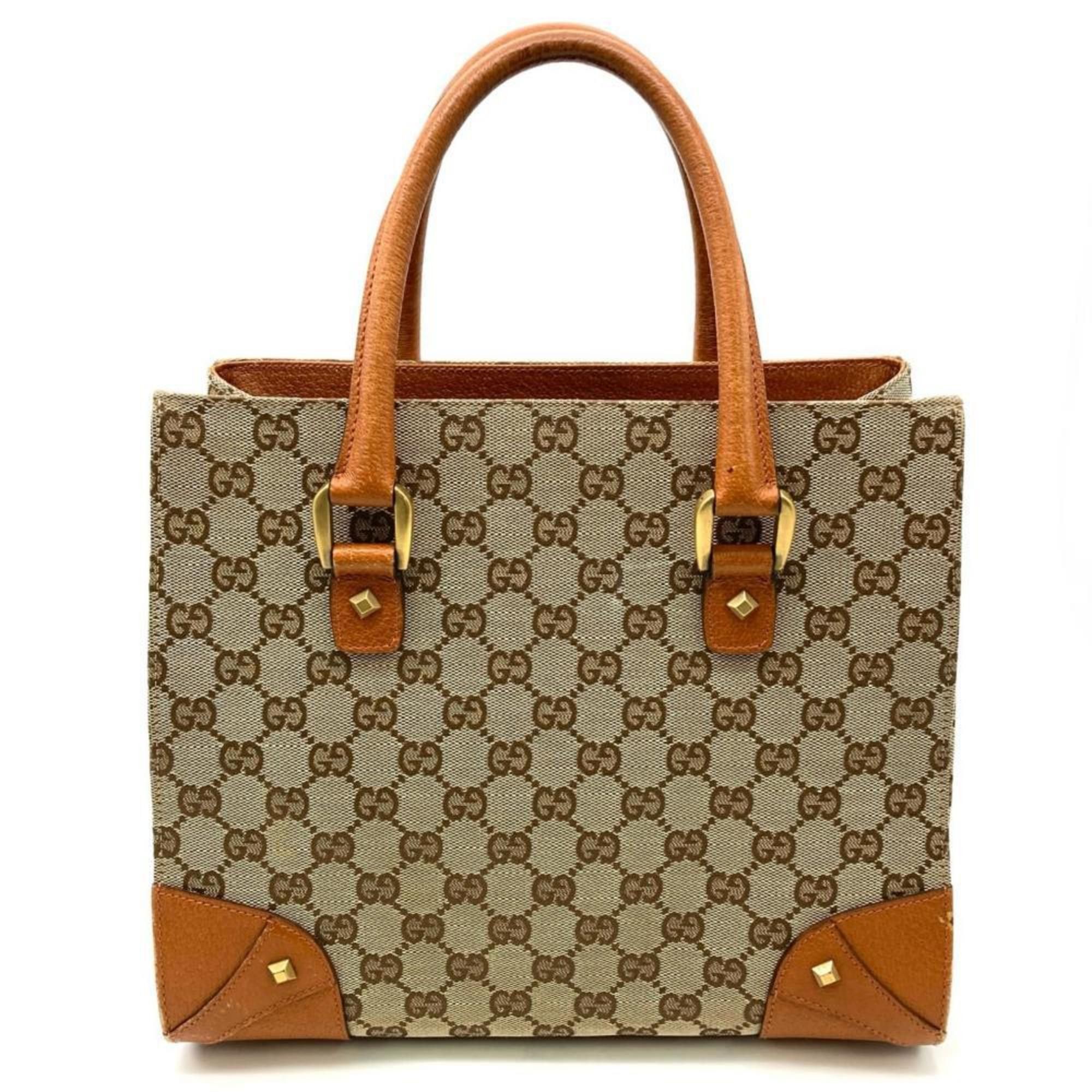 Gucci Tote Bag GG Canvas Leather 120895 Beige, Women's