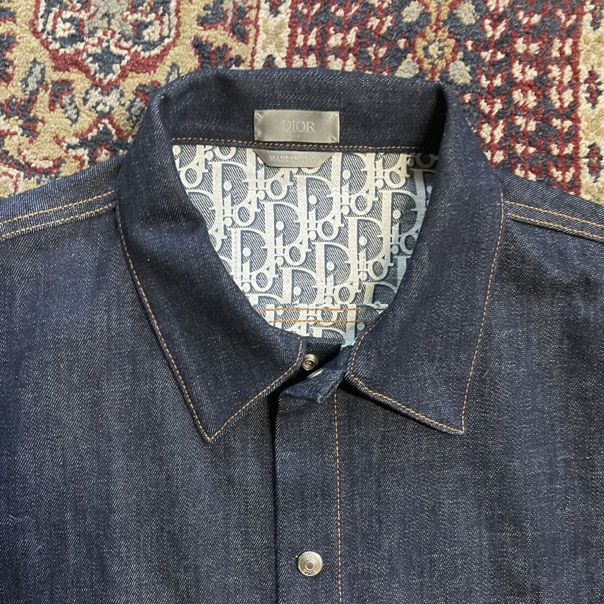 Dior Dior Oblique Overshirt Blue Raw Cotton Denim Size US L / EU 52-54 / 3 - 2 Thumbnail