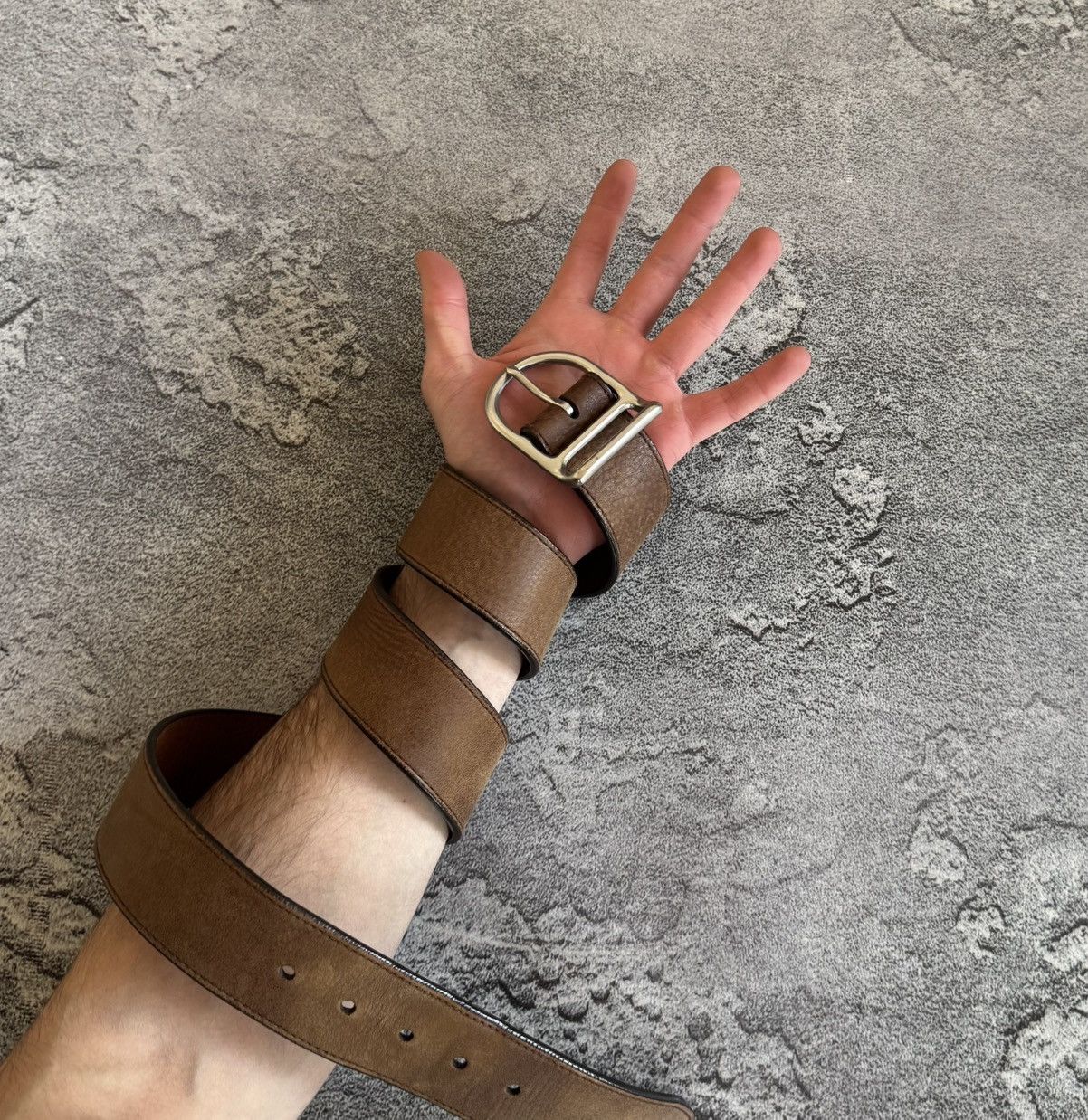 Polo Ralph Lauren × Vintage Polo Ralph Lauren brown leather belt biker cowboy casual Size ONE SIZE - 1 Thumbnail
