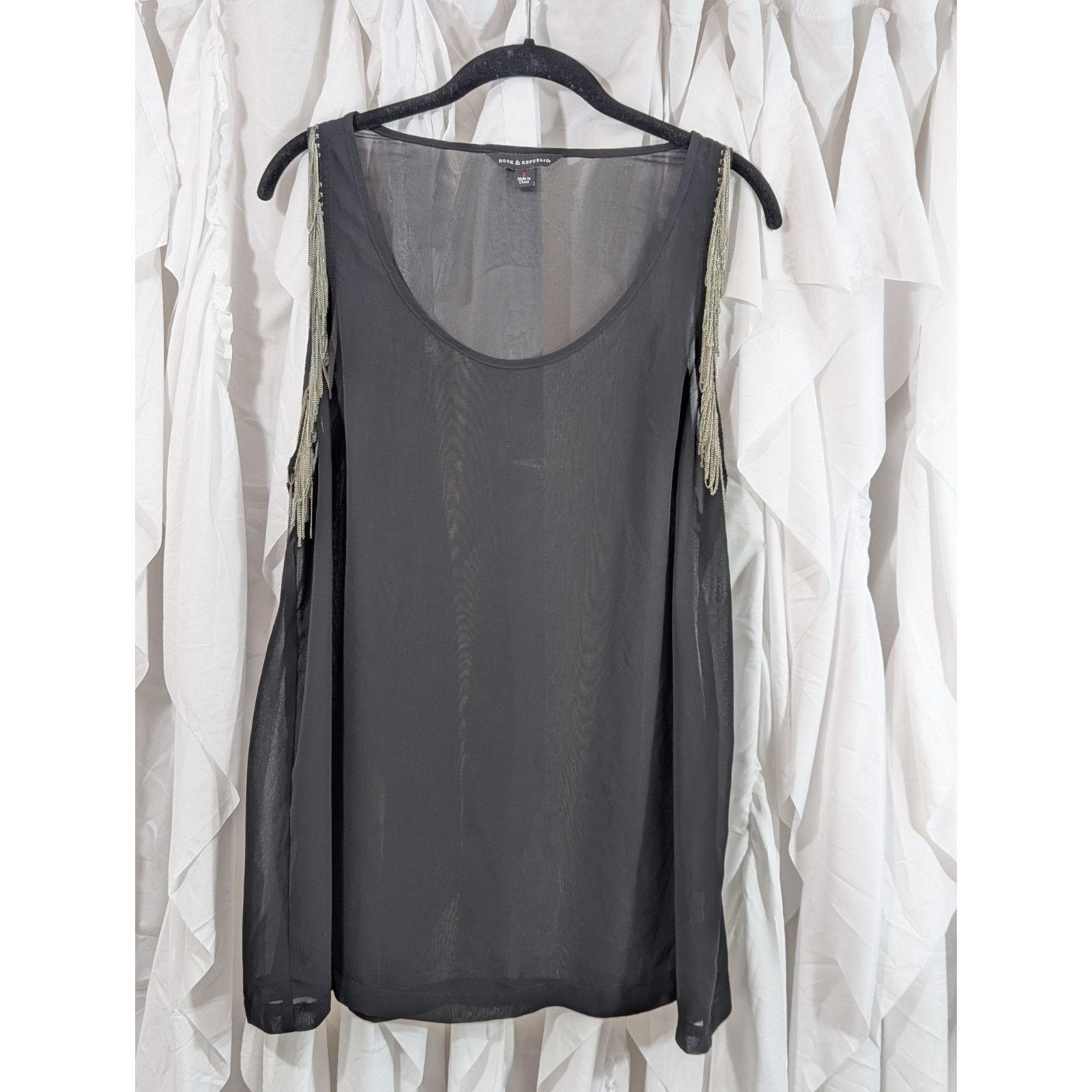 Rock & Republic Rock & Republic Black Sheer Chain Tank Cami Large Grunge Size L / US 10 / IT 46 - 1 Thumbnail